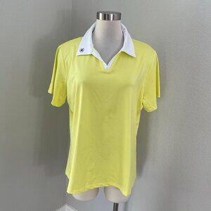 Tail Womens Plus XXL Yellow White Golf Polo Shirt Short Sleeve Activewear Shirt